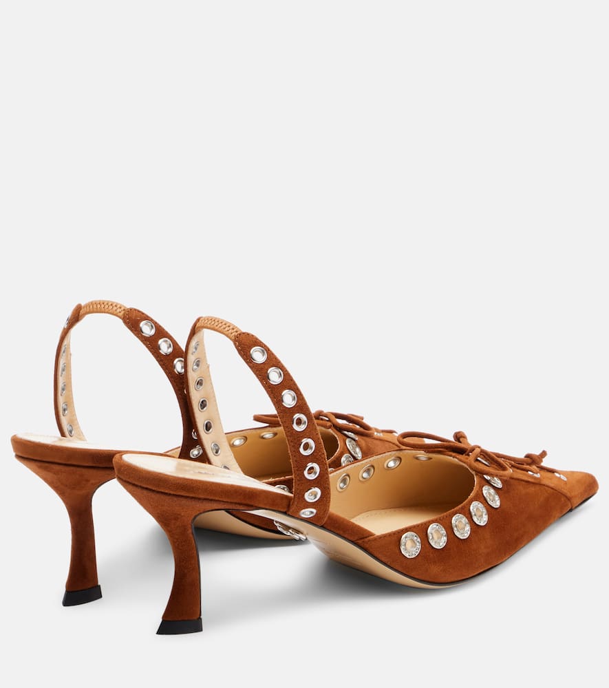Mach&mach Crystalized Corset 65 Suede Slingback Pumps In Brown