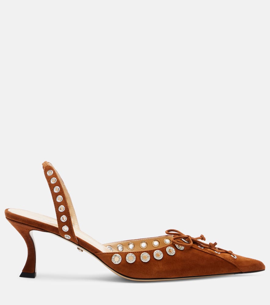 Mach&mach Crystalized Corset 65 Suede Slingback Pumps In Brown