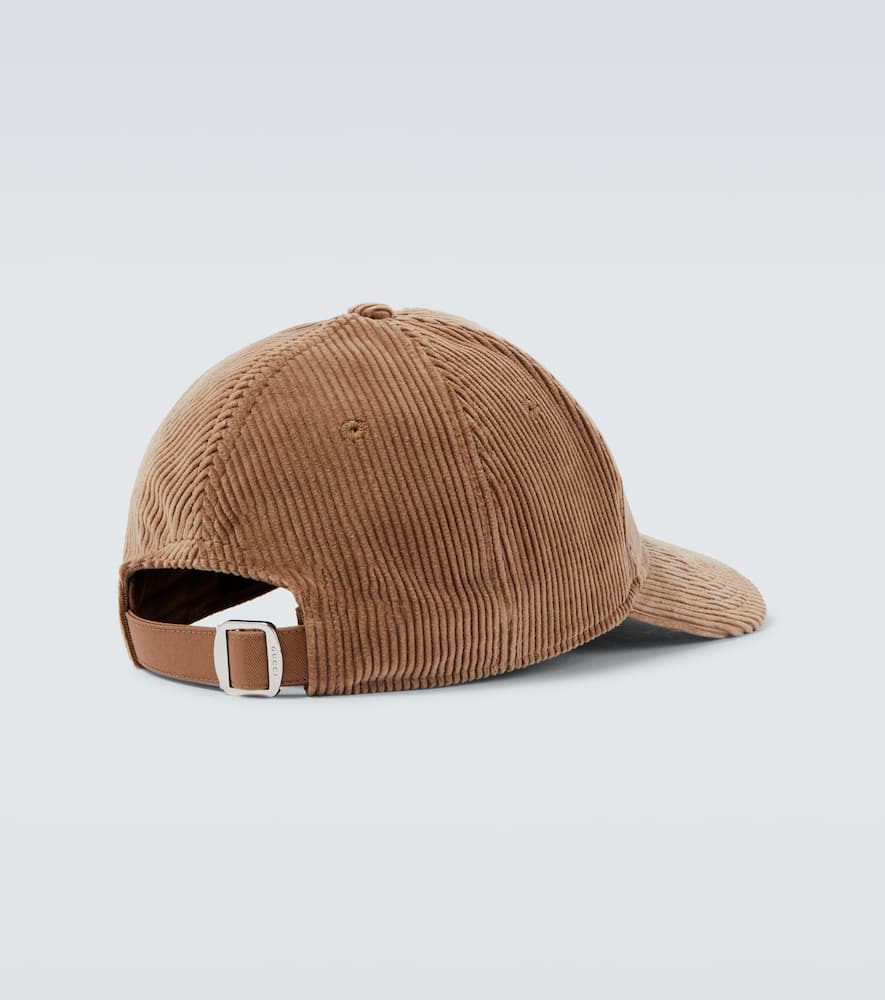 Gucci Double G Cotton Corduroy Baseball Cap In Brown
