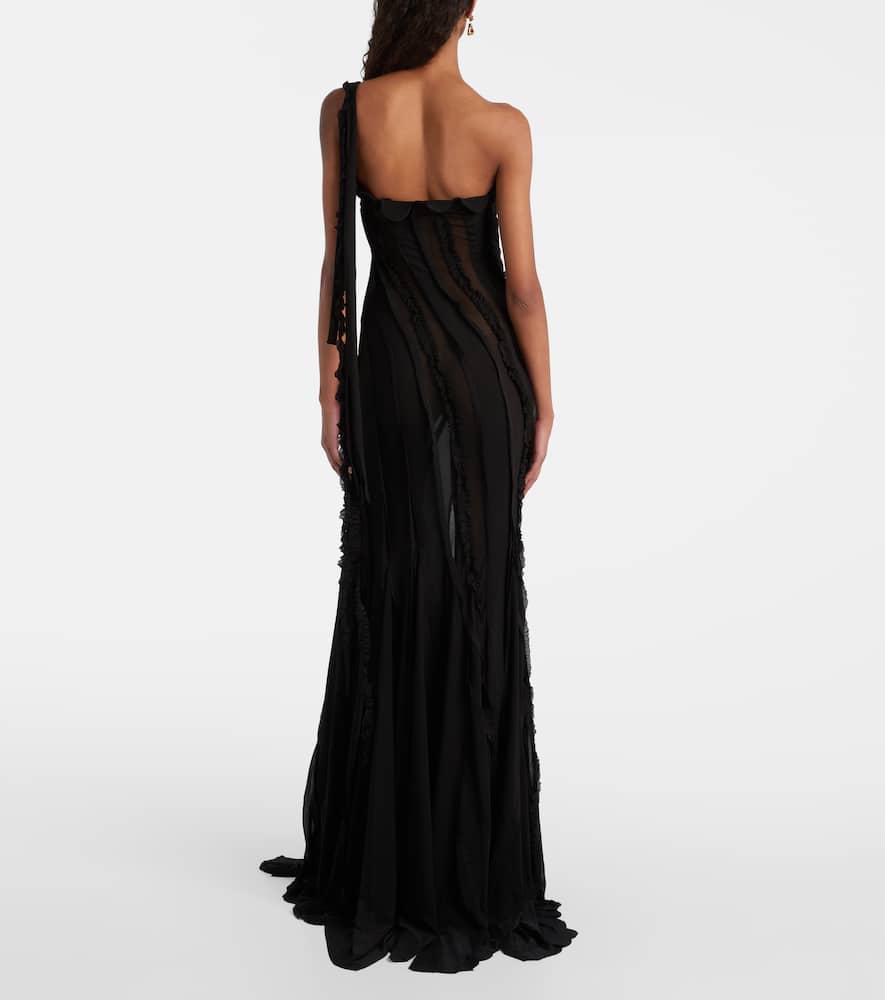 Blumarine Draped One-shoulder Gown In Black