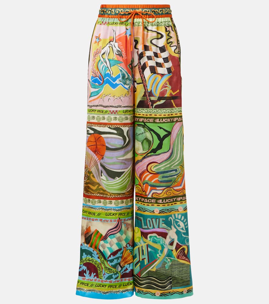 Alémais Lucky Pace printed silk palazzo pants