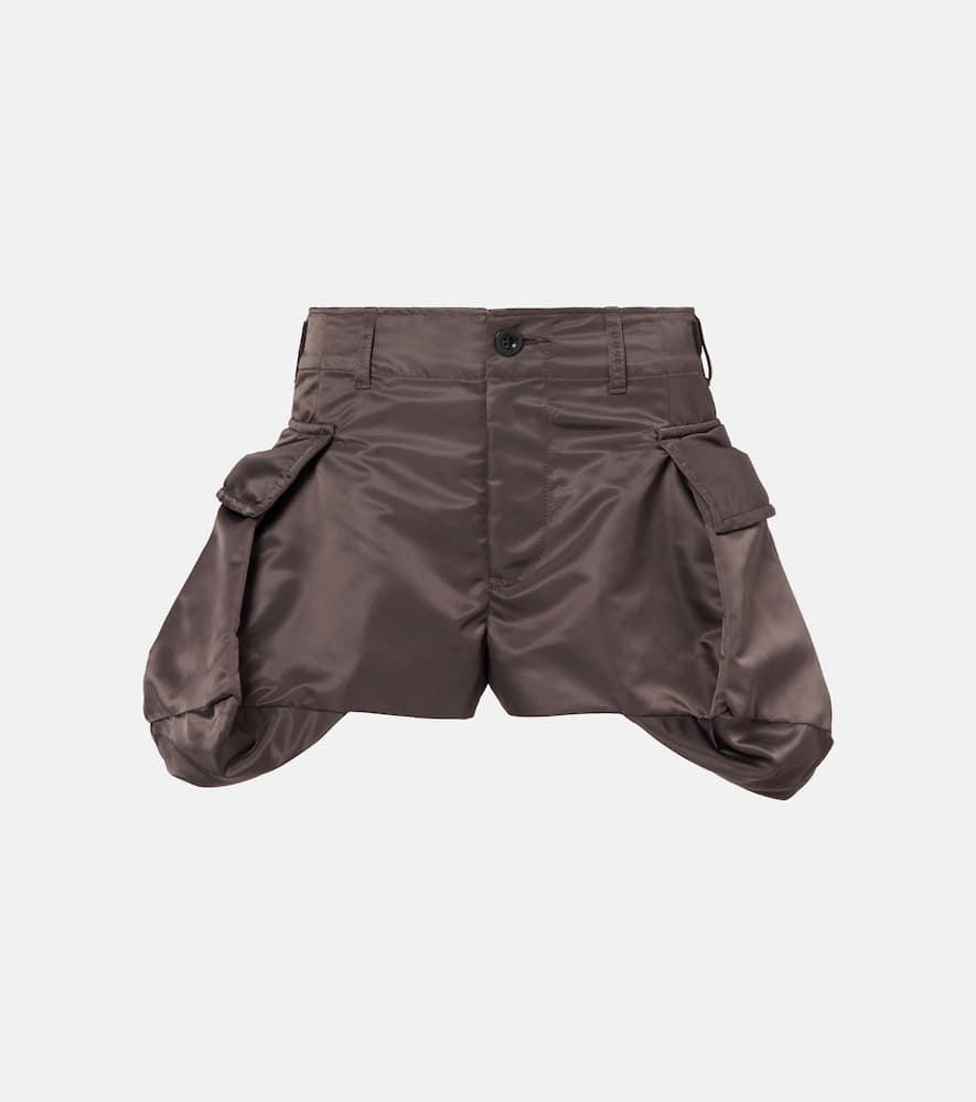 Sacai Technical Twill Cargo Shorts In Brown