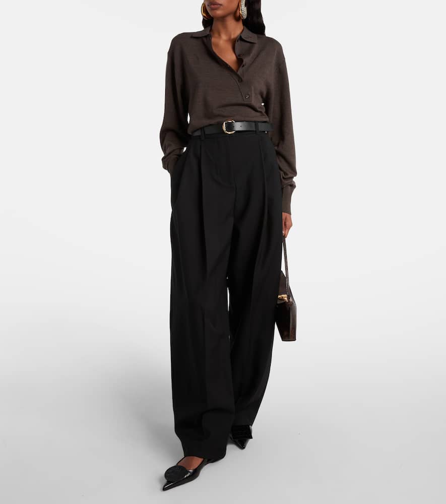 Jacquemus Twisted Wool Polo Bodysuit In Brown
