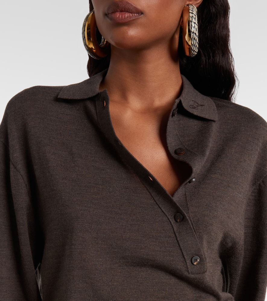 Jacquemus Twisted Wool Polo Bodysuit In Brown