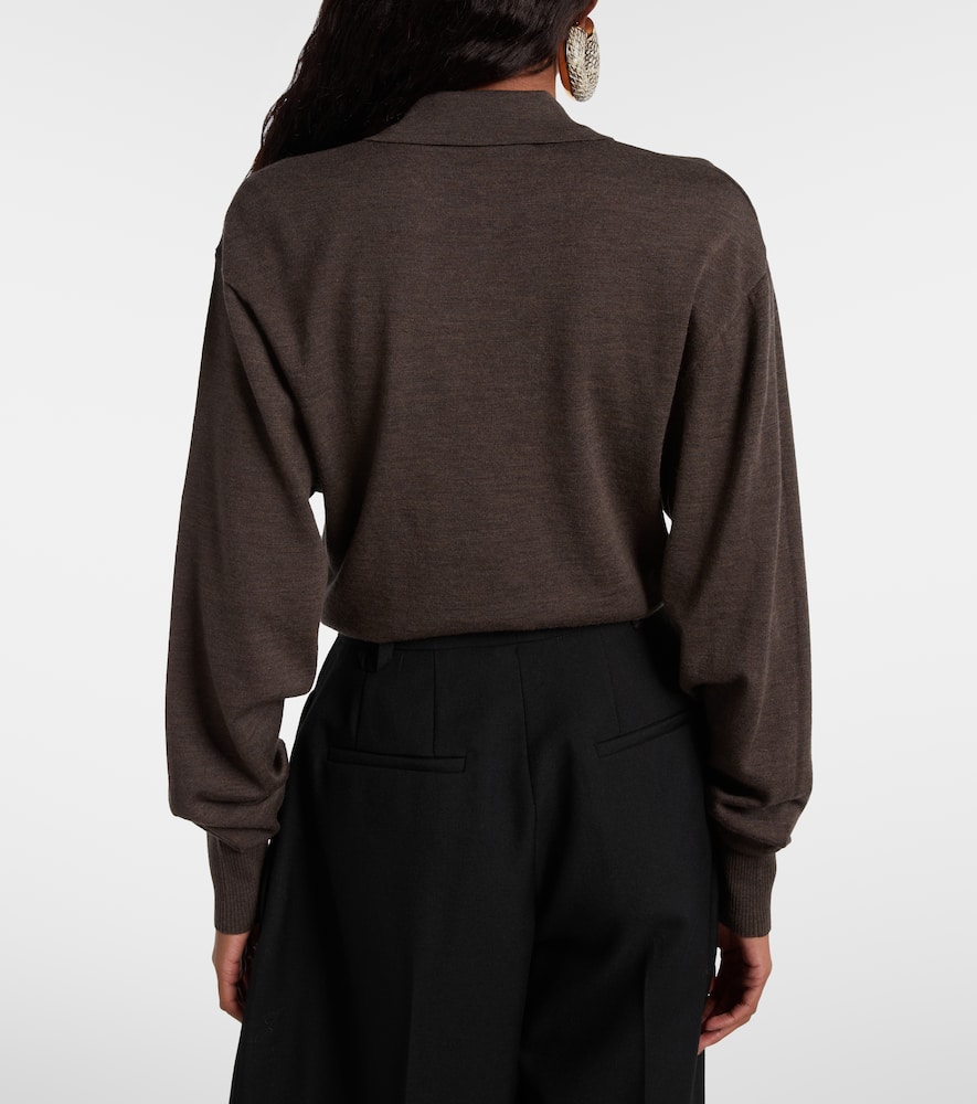 Jacquemus Twisted Wool Polo Bodysuit In Brown