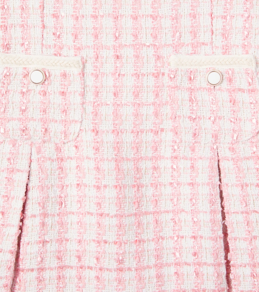 Patachou Pleated Tweed Dress In Pink