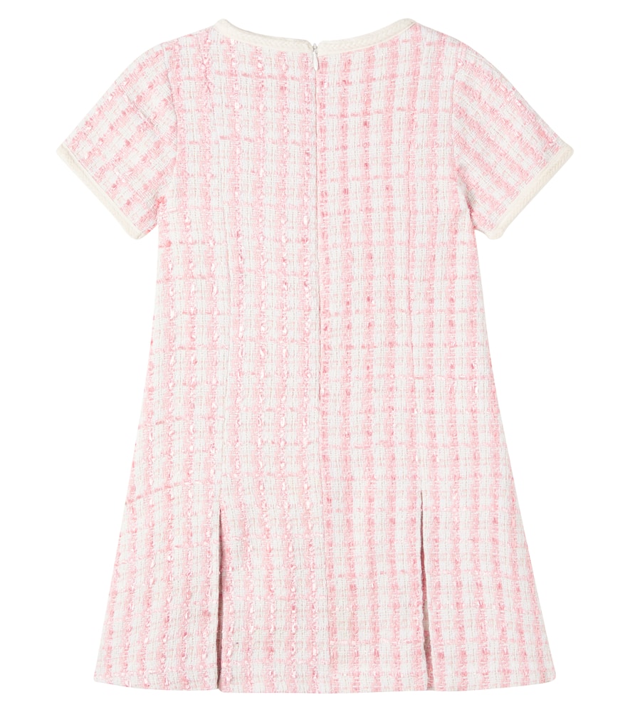 Patachou Pleated Tweed Dress In Pink