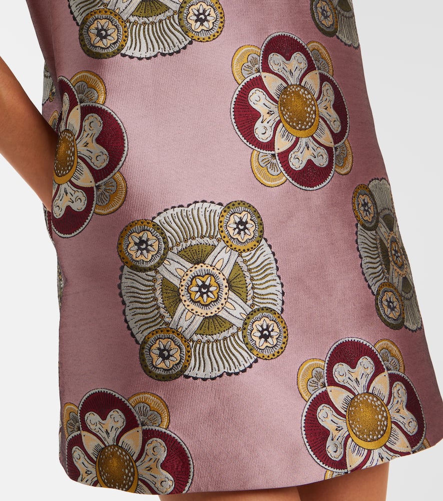 La Doublej Swing Satin Jacquard Minidress In Pink