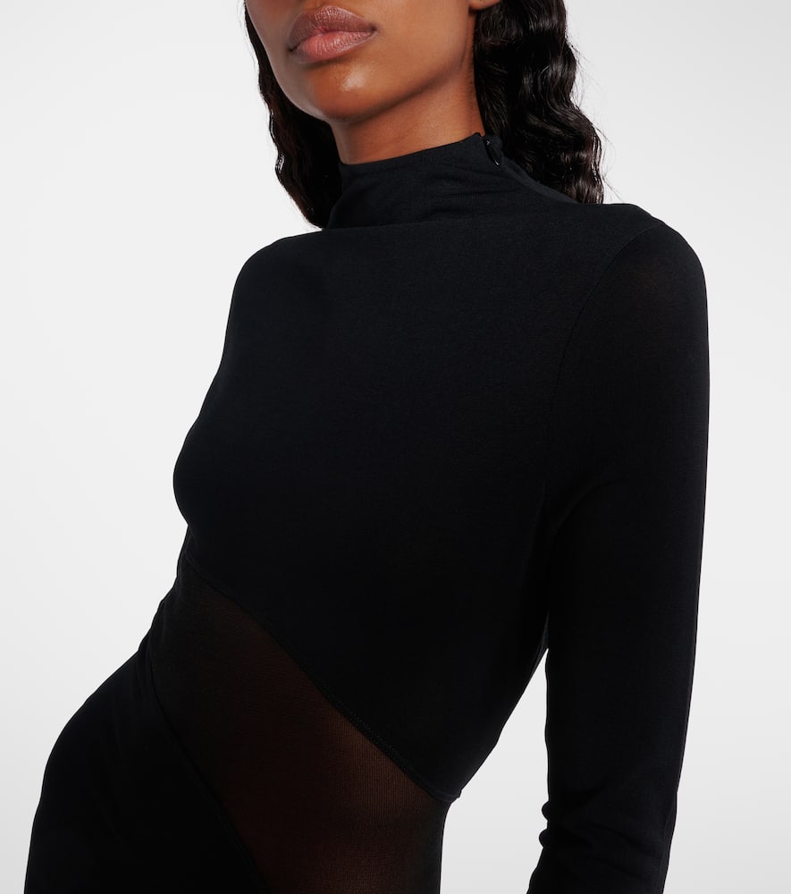 Alaïa Paneled Sheer Mesh Maxi Dress In Black