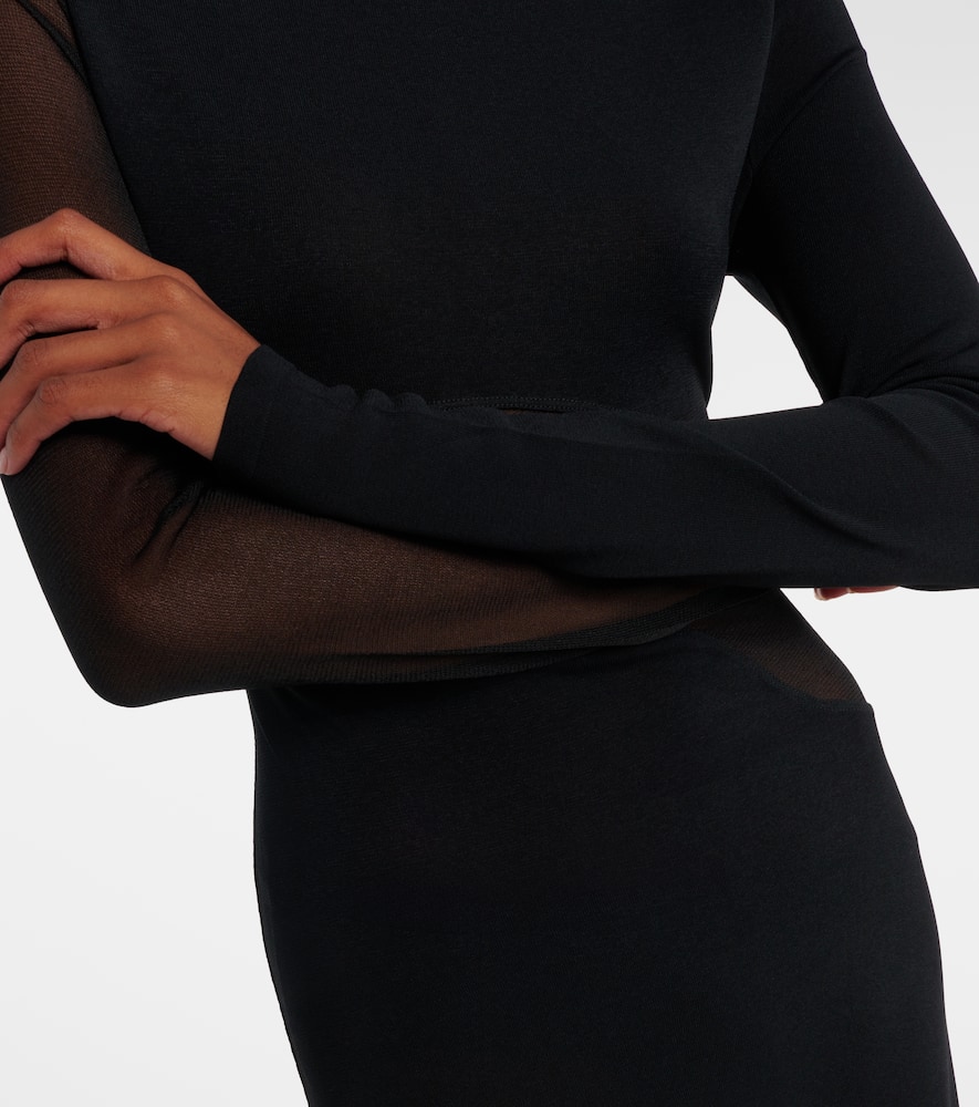 Alaïa Paneled Sheer Mesh Maxi Dress In Black