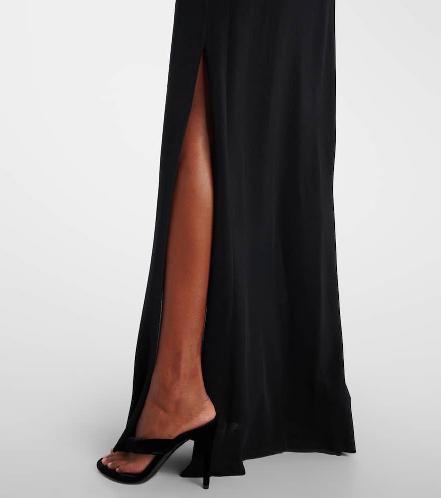 Alaïa Paneled Sheer Mesh Maxi Dress In Black