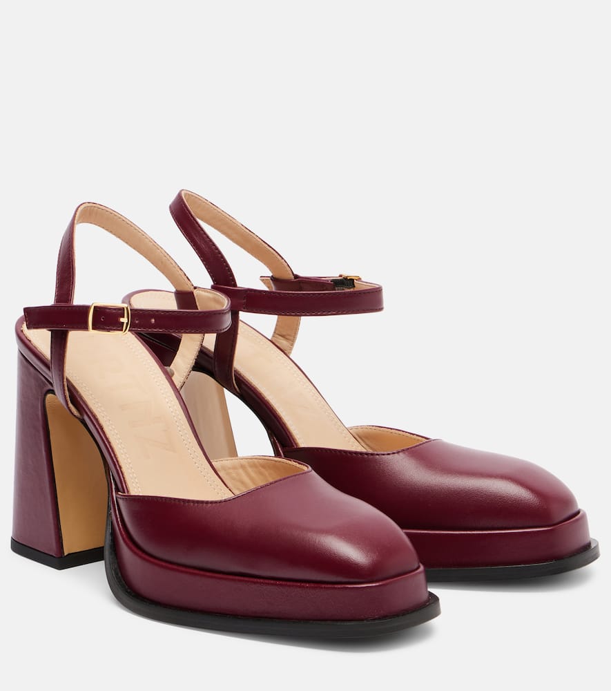 Souliers Martinez Malasana 95 Leather Slingback Pumps In Burgundy