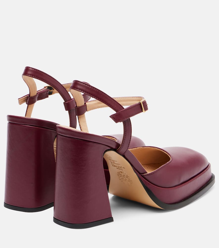 Souliers Martinez Malasana 95 Leather Slingback Pumps In Burgundy