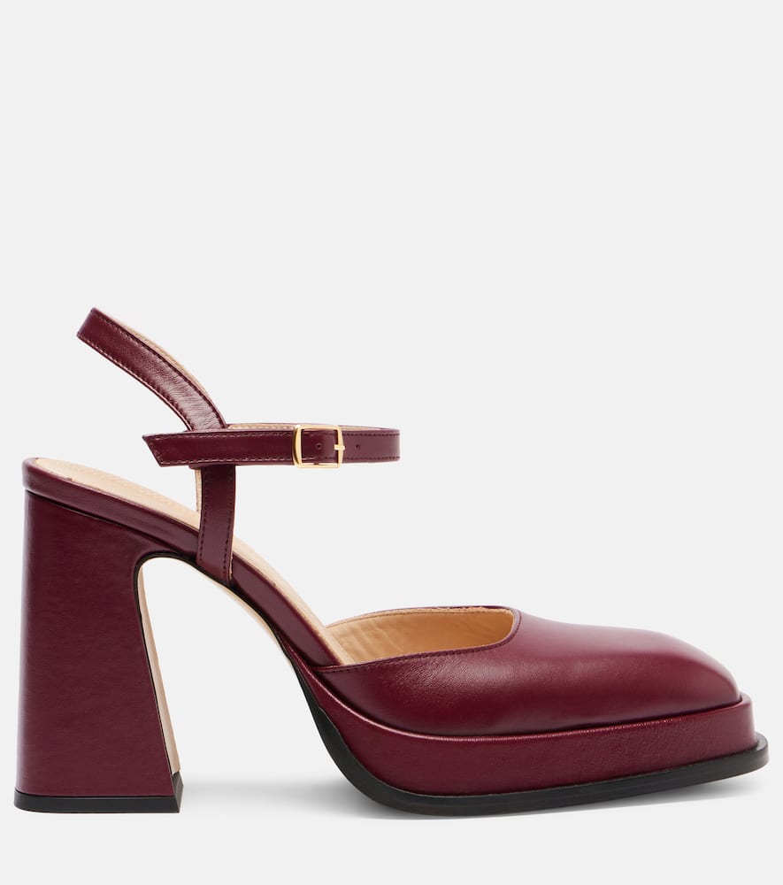 Souliers Martinez Malasana 95 Leather Slingback Pumps In Burgundy