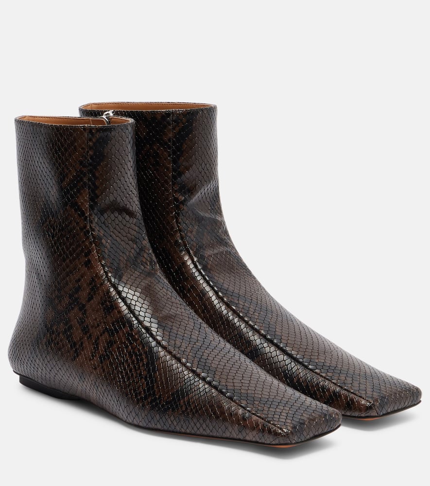 Stella Mccartney Snake-effect Faux Leather Ankle Boots In Brown