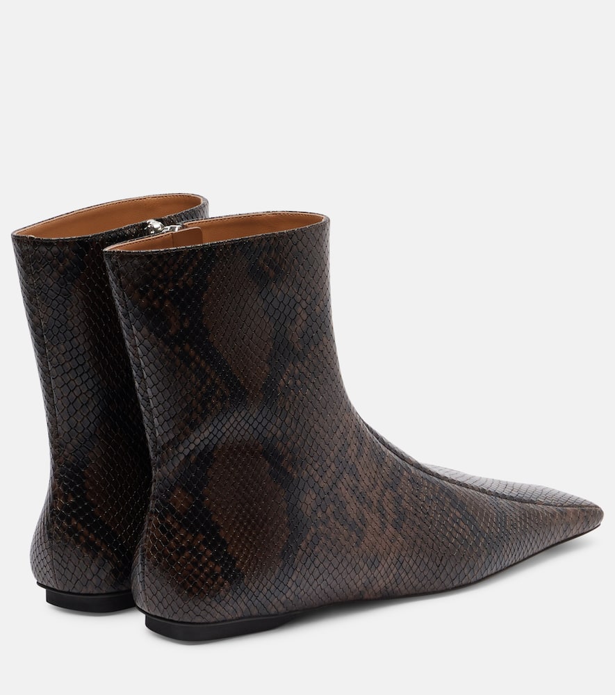 Stella Mccartney Snake-effect Faux Leather Ankle Boots In Brown