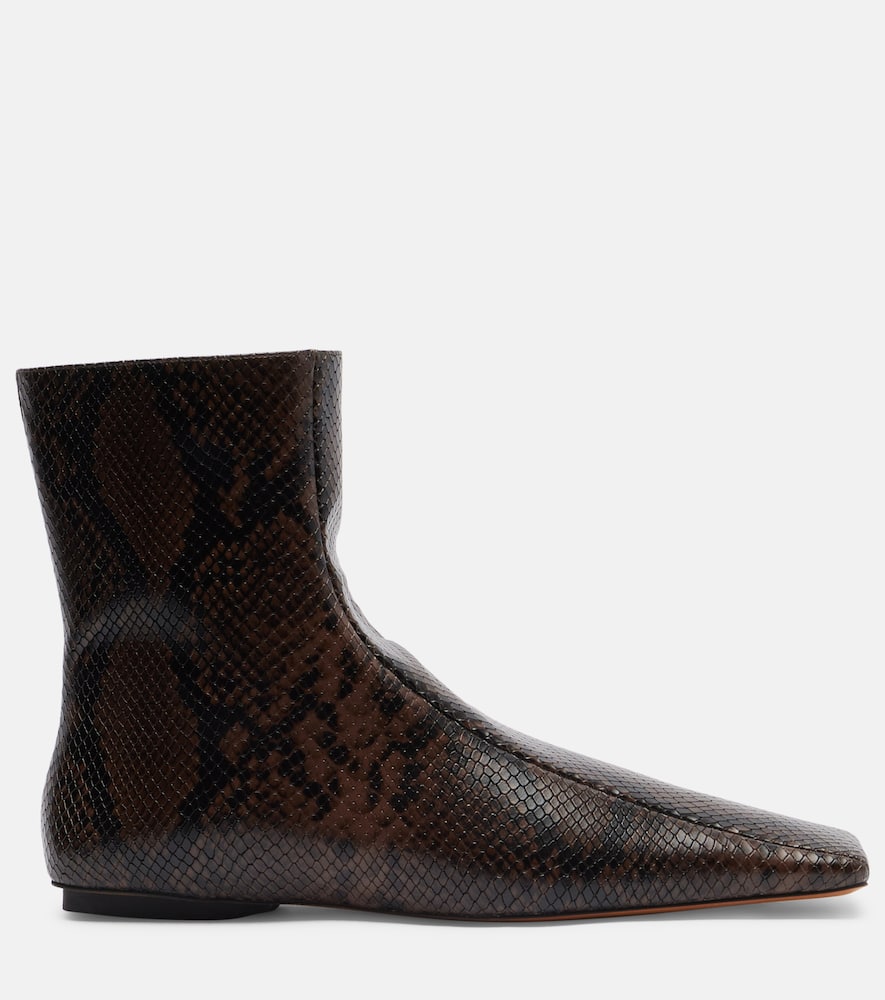 Stella Mccartney Snake-effect Faux Leather Ankle Boots In Brown