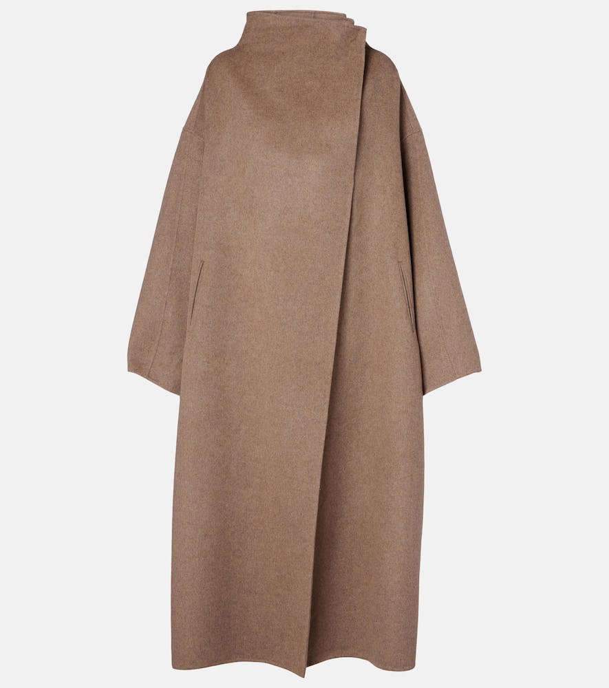 The Frankie Shop Leroy Oversized Brushed Wool-blend Coat In Brown