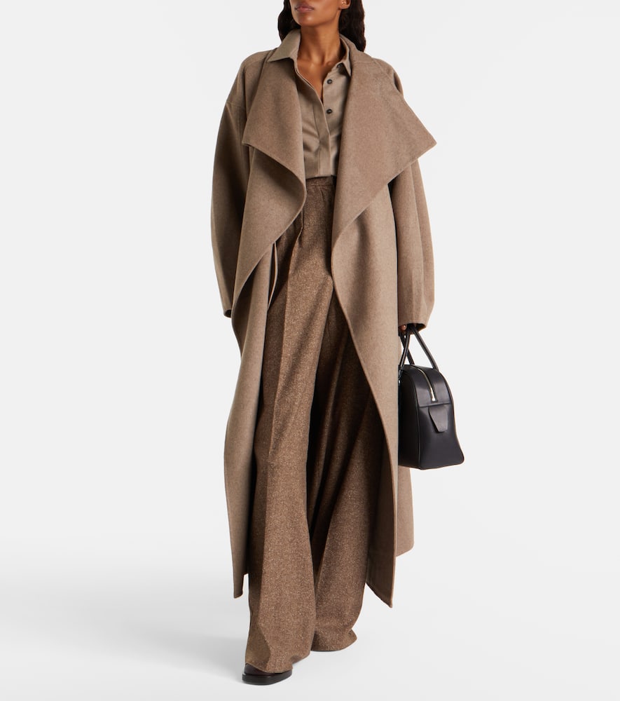 The Frankie Shop Leroy Oversized Brushed Wool-blend Coat In Brown
