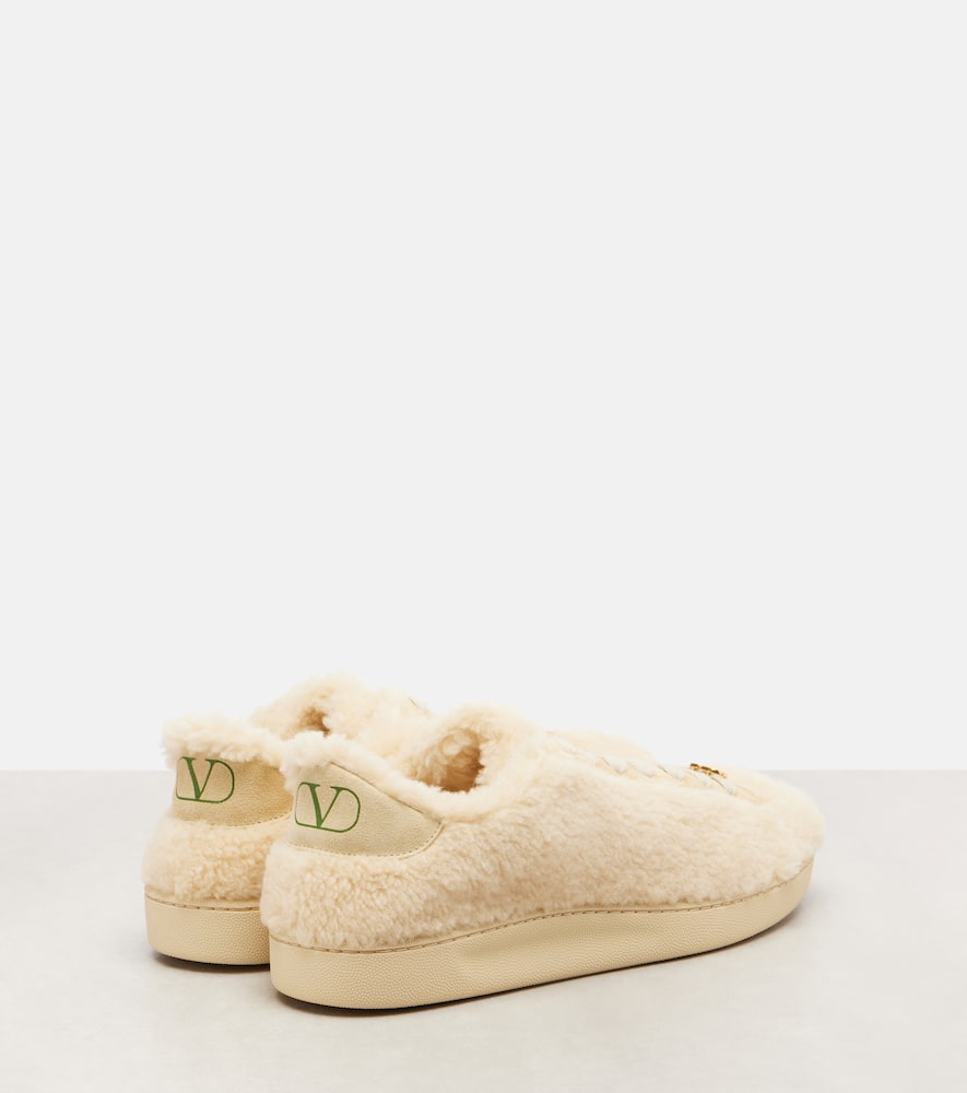 Valentino Vlogo Signature Shearling Sneaker In Neutral
