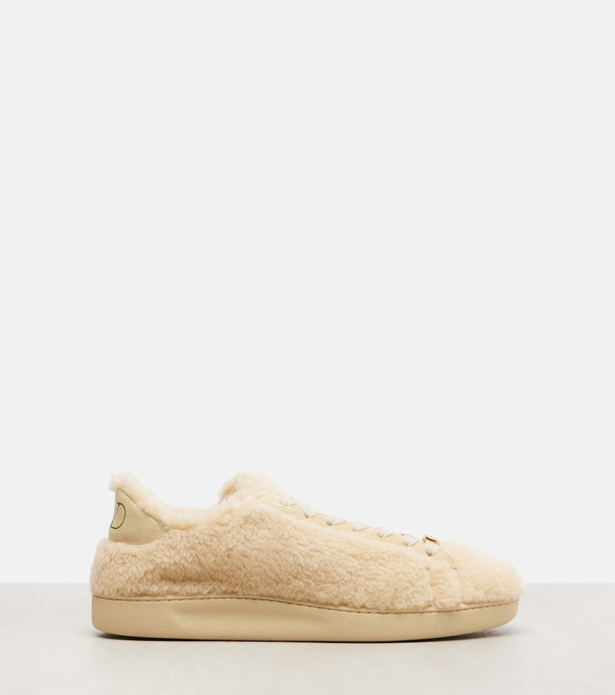 Valentino Vlogo Signature Shearling Sneaker In Neutral