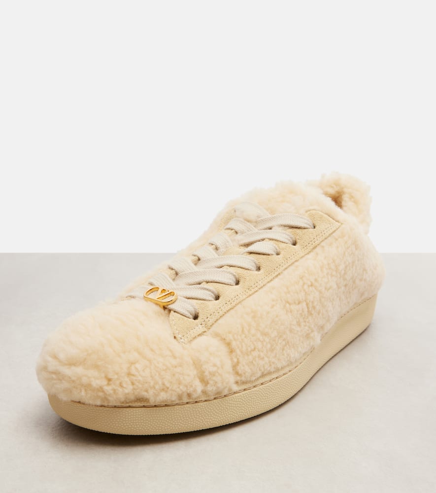 Valentino Vlogo Signature Shearling Sneaker In Neutral