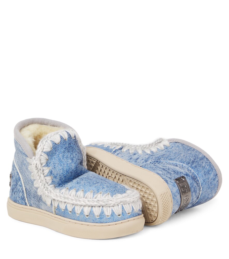  Mou Kids Mou Kids Embroidered Shearling-lined Suede Boots 