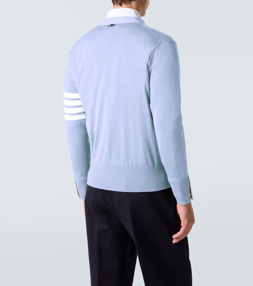 Thom Browne 4-bar Virgin Wool Cardigan In Blue