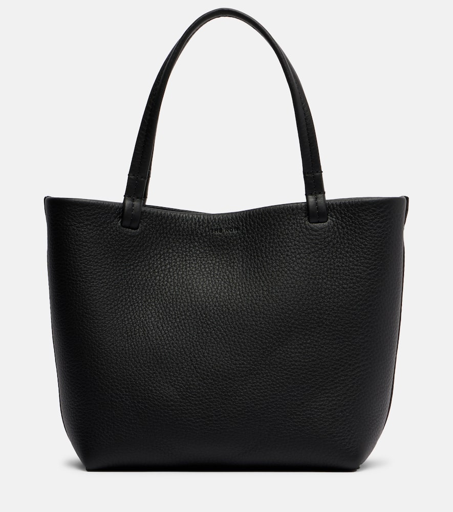 The Row Park Small Leather Tote Bag In Black