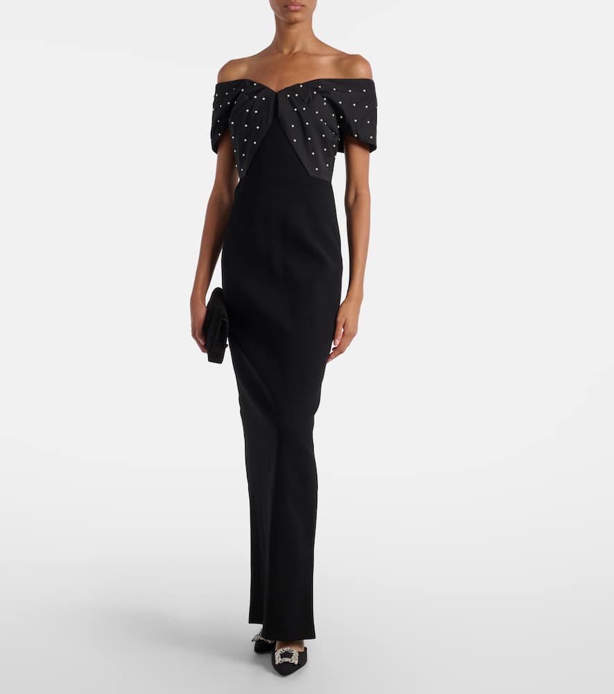Rebecca Vallance Ederson Embellished Crêpe Bustier Gown In Black