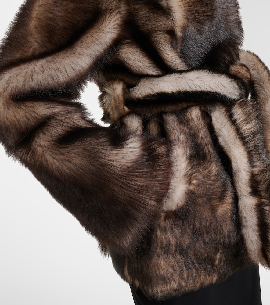 Nour Hammour Elsa Shearling Wrap Coat In Brown