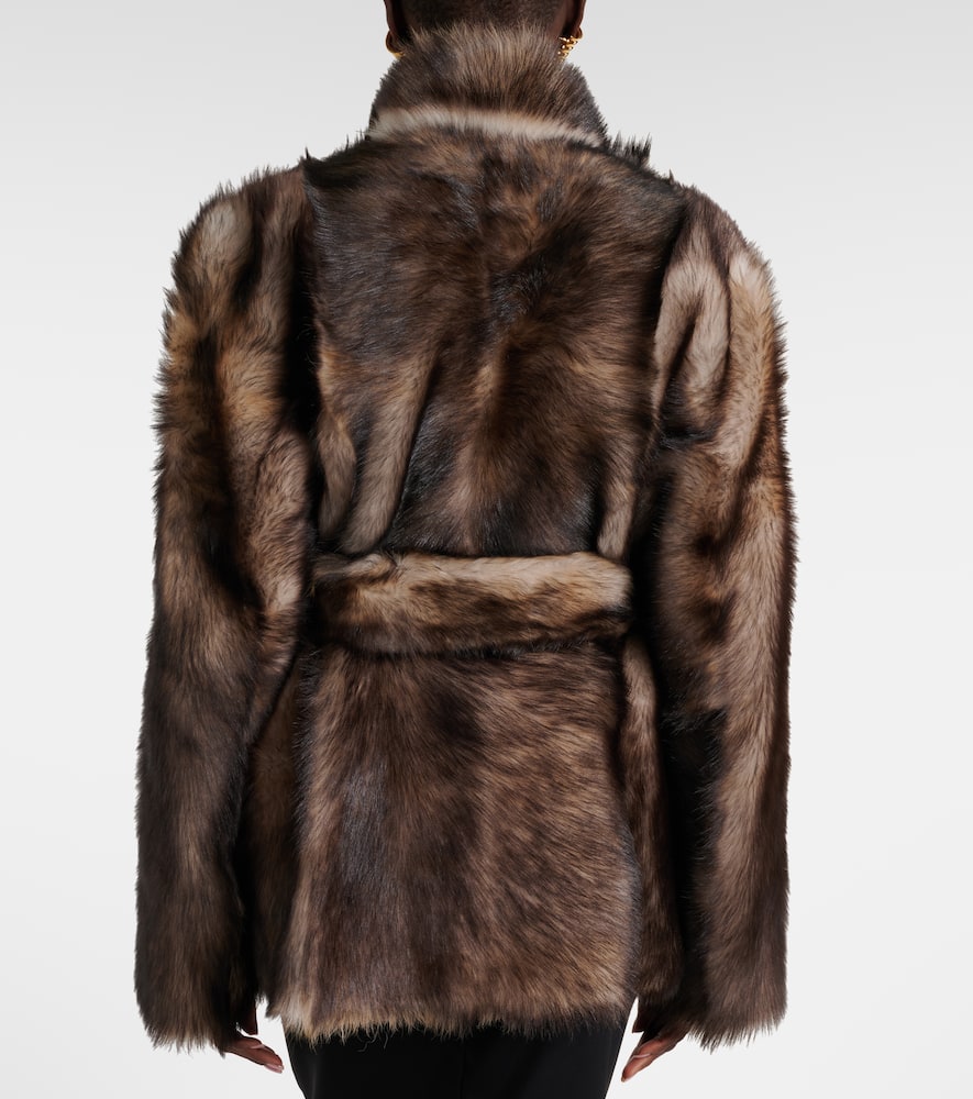 Nour Hammour Elsa Shearling Wrap Coat In Brown
