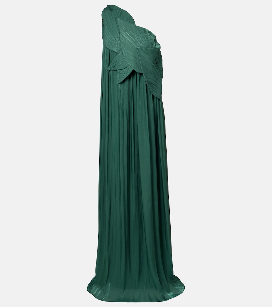 Costarellos Amabel one-shoulder pleated gown