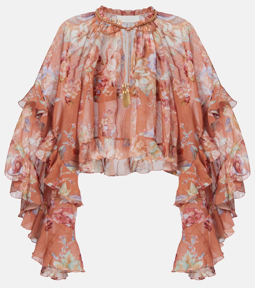 Zimmermann Awaken Floral Cotton And Silk Blouse In Multi