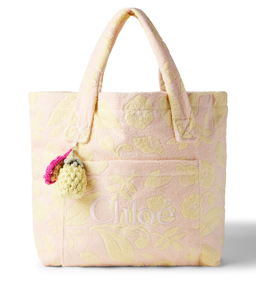 Chloe Kids Yellow Floral Cotton-Blend Terry Tote Bag - Mytheresa
