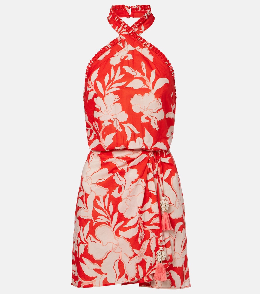 Poupette St Barth Manon floral halterneck cotton minidress