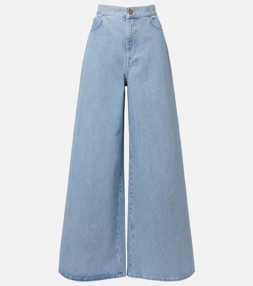 Max Mara Women's Blue High-Rise Wide-Leg Jeans UK Size 18 - Mytheresa