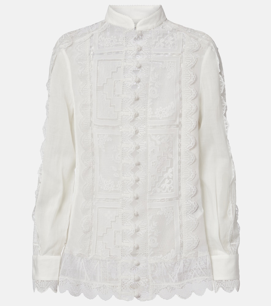 Zimmermann Floral lace ramie shirt