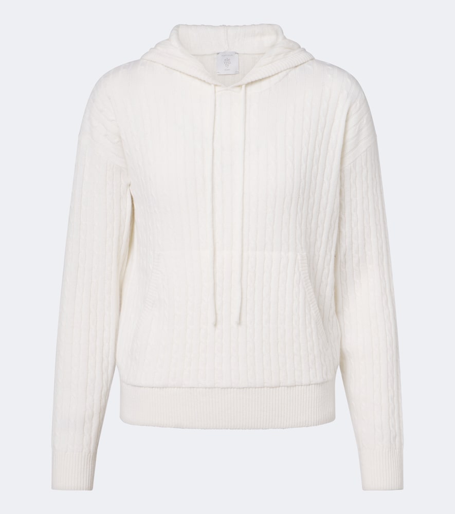 Felpa con cappuccio in cashmere a trecce
