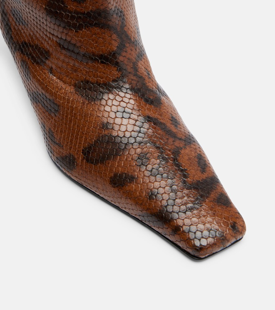 Snake-Effect Knee-High Boots