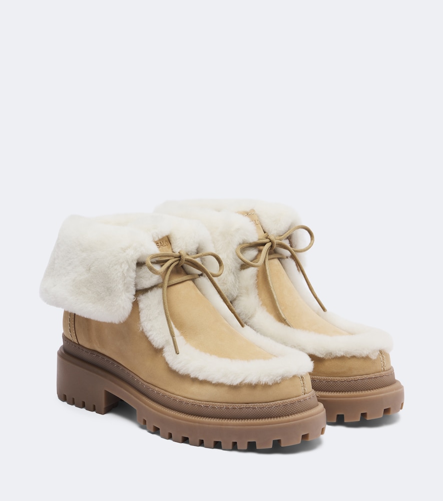 Ankle Boots aus Veloursleder mit Shearling