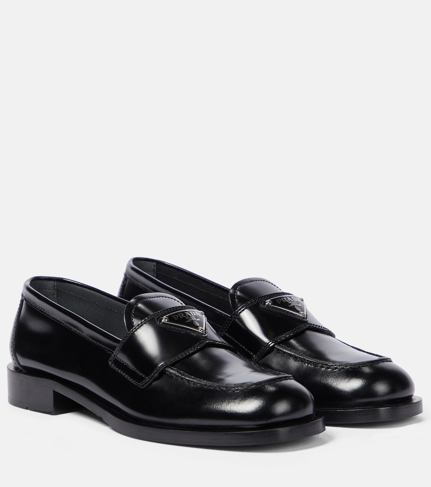 Prada Logo leather loafers