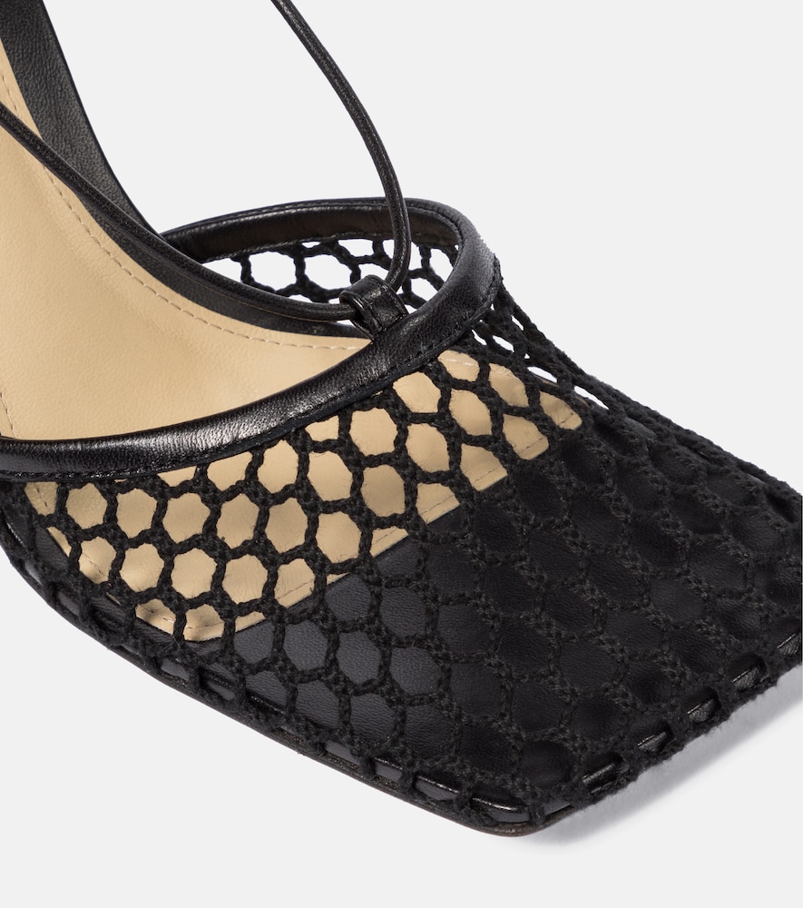  Bottega Veneta Bottega Veneta Stretch Leather-trimmed Mesh Pumps 
