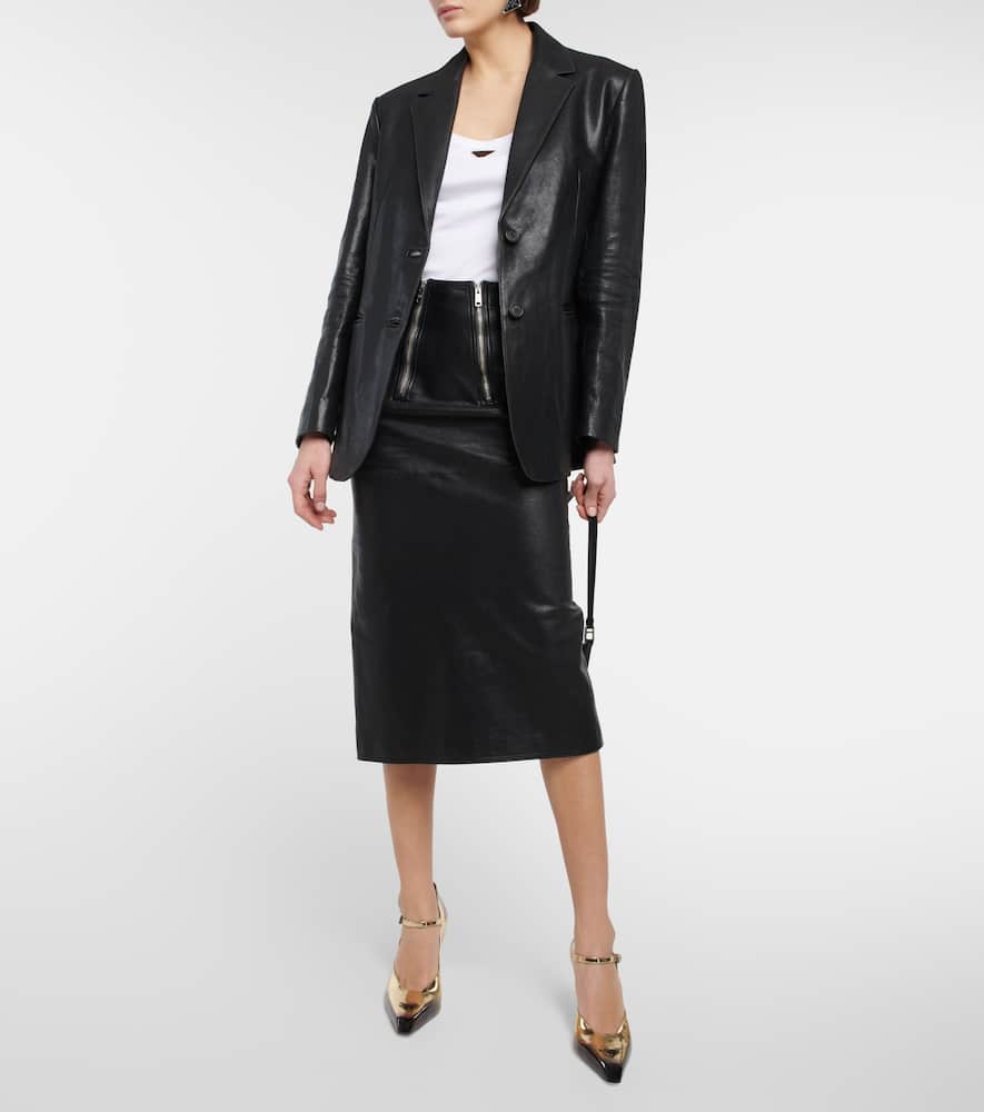 Prada Leather Jacket In Nero