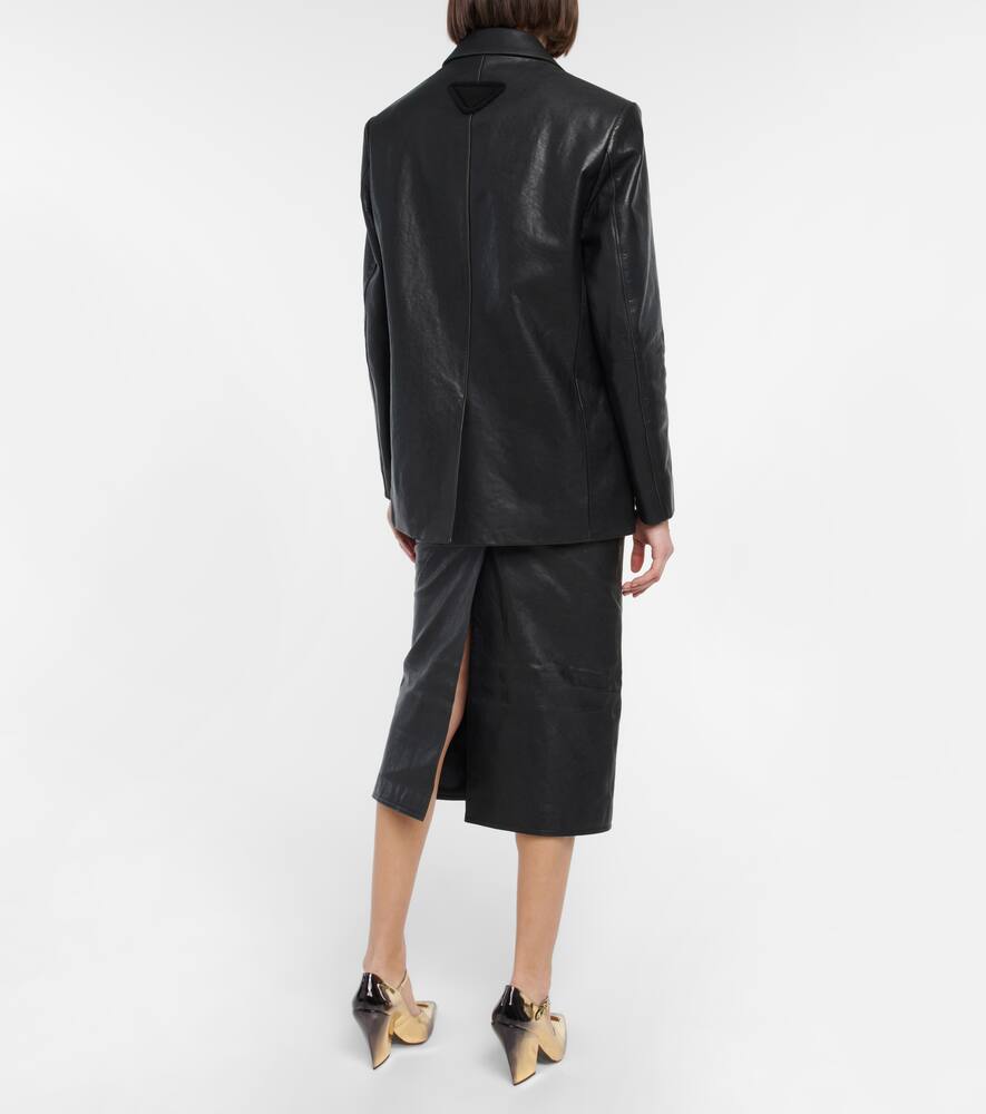 Prada Leather Jacket In Nero
