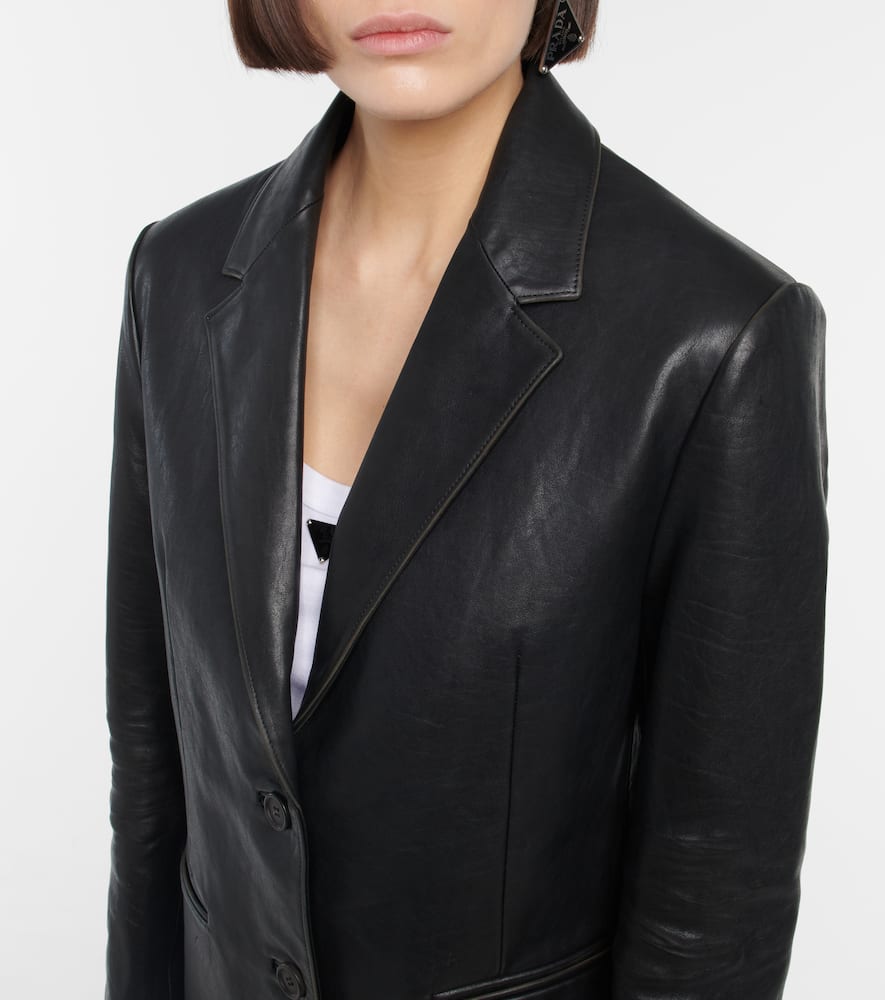 Prada Leather Jacket In Nero