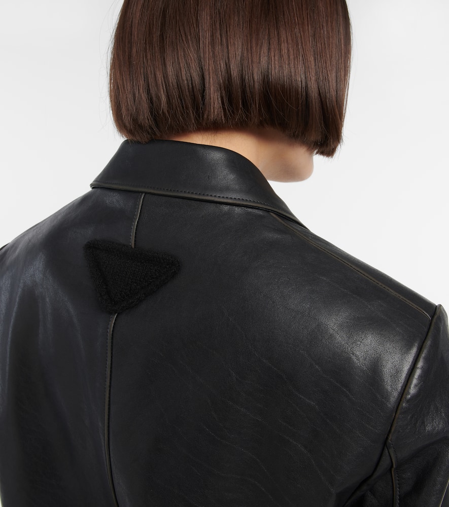 Prada Leather Jacket In Nero