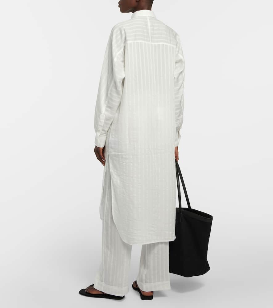 Shop Totême Striped Jacquard Shirt Dress In White