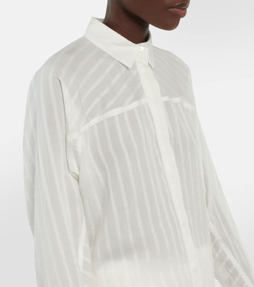 Shop Totême Striped Jacquard Shirt Dress In White