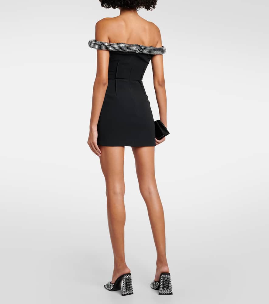 David Koma Crystal-embellished Cady Minidress In Black